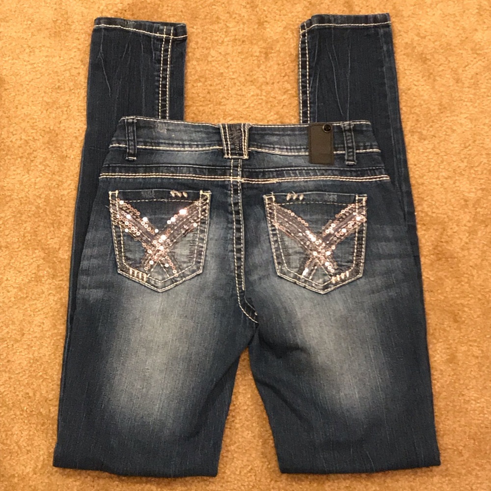 Vanity Womens 26x32 Embellished Distressed Jeans